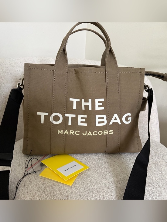 Marc Jacobs Handbags - Marc Jacobs The Tote Bag in Slate Green Canvas with White Logo - medium